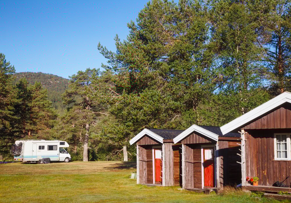 Wooden Camping Cabins at a Campsite in Norway Scandinavia